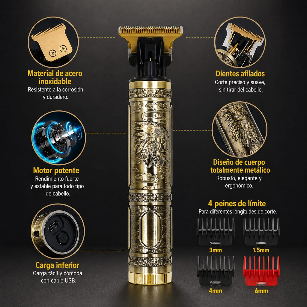🐉 Corta pelos BRAVUS T9 Pro — Edición Dragón & Buda | Grabado a Mano